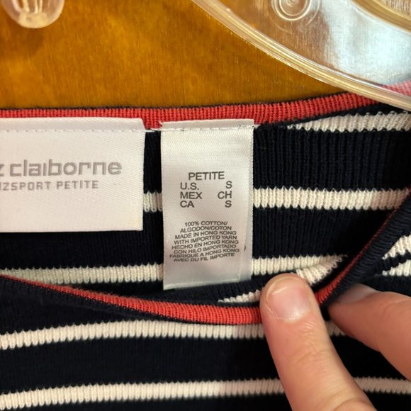 Liz Claiborne Lizsport Women's Black/White/Red Striped Sweater Size LARGE - Picture 6 of 9